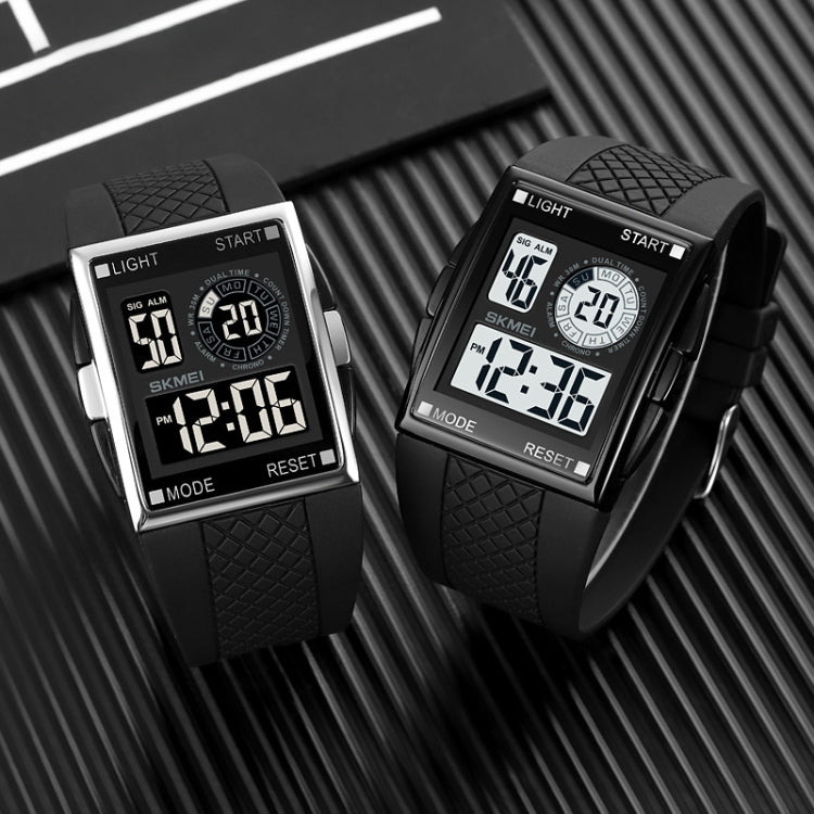 SKMEI 1967 Stainless Steel Buckle PU Strap Waterproof Electronic Watch(Black and Black Machine) - free shipping - PMC TechLife - Order now!