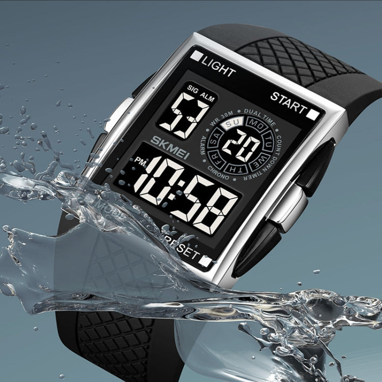 SKMEI 1967 Stainless Steel Buckle PU Strap Waterproof Electronic Watch(Black and Black Machine) - free shipping - PMC TechLife - Order now!