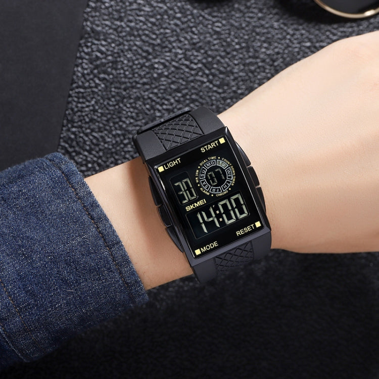 SKMEI 1967 Stainless Steel Buckle PU Strap Waterproof Electronic Watch(Black and Black Machine) - free shipping - PMC TechLife - Order now!