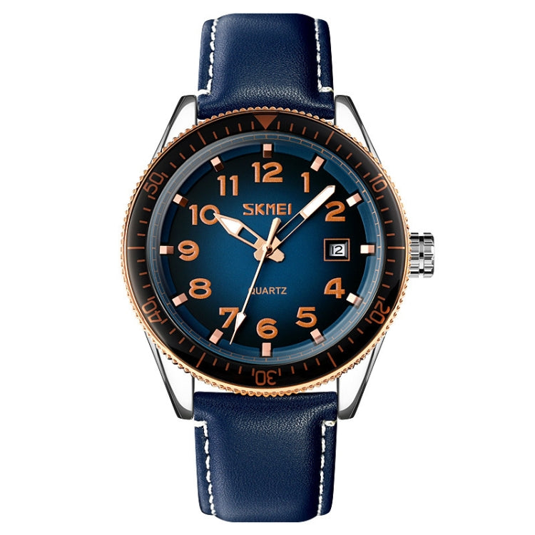 SKMEI 9232 Stainless Steel Buckle Glass Mirror Waterproof Resistant Quartz Watch(Belt - Rose Gold and Blue) - free shipping - PMC TechLife - Order now!