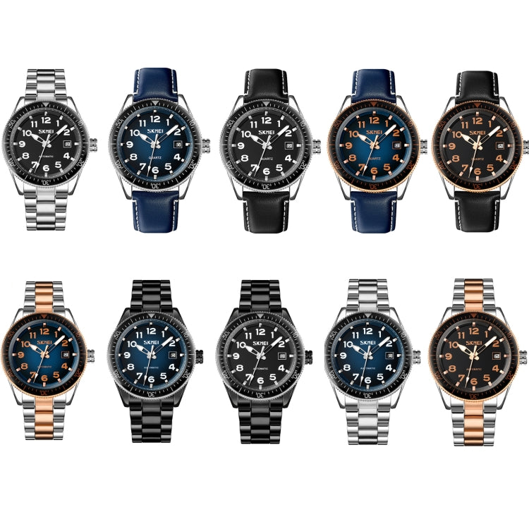 SKMEI 9232 Stainless Steel Buckle Glass Mirror Waterproof Resistant Quartz Watch(Silver Shell Black Surface) - free shipping - PMC TechLife - Order now!