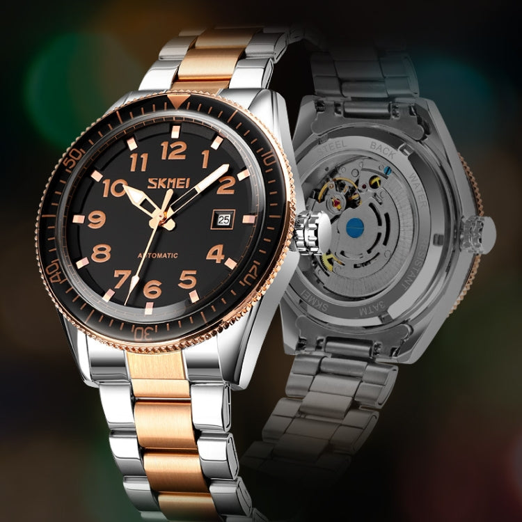 SKMEI 9232 Stainless Steel Buckle Glass Mirror Waterproof Resistant Quartz Watch(Silver Shell Black Surface) - free shipping - PMC TechLife - Order now!