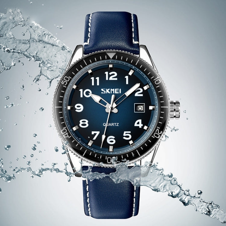 SKMEI 9232 Stainless Steel Buckle Glass Mirror Waterproof Resistant Quartz Watch(Silver Shell Black Surface) - free shipping - PMC TechLife - Order now!