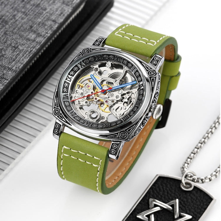 SKMEI 9271 Stainless Steel Buckle Leather Strap Waterproof Mechanical Watch(Brown) - free shipping - PMC TechLife - Order now!