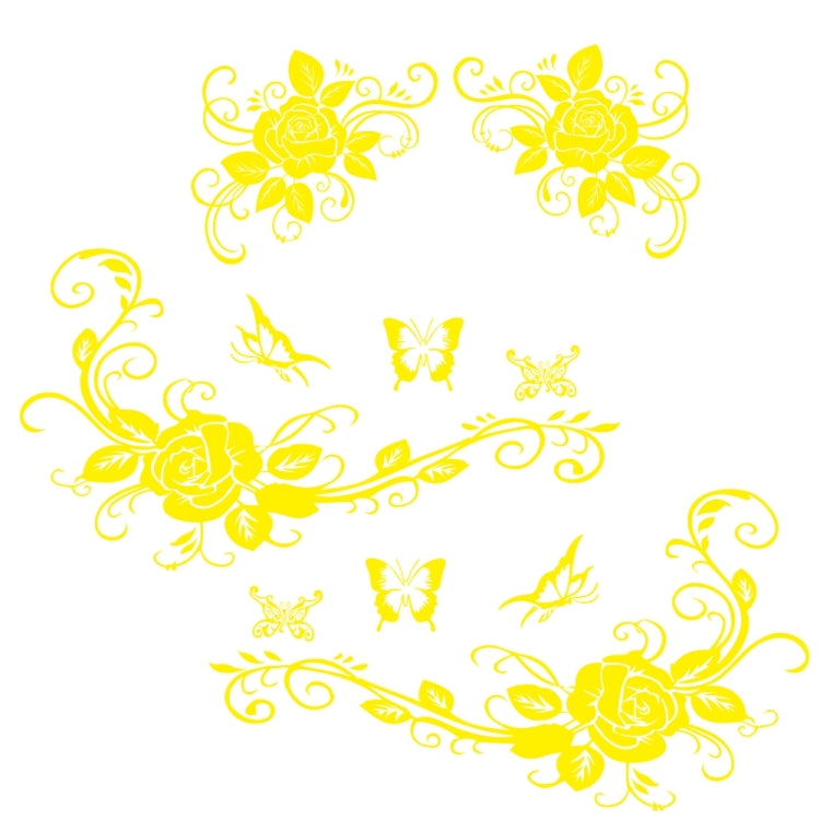 2 PCS/Set D-72 Butterfly Love Flower Pattern Car Modified Decorative Sticker(Yellow) - Decorative Sticker by PMC Jewellery | Online Shopping South Africa | PMC Jewellery | Buy Now Pay Later Mobicred