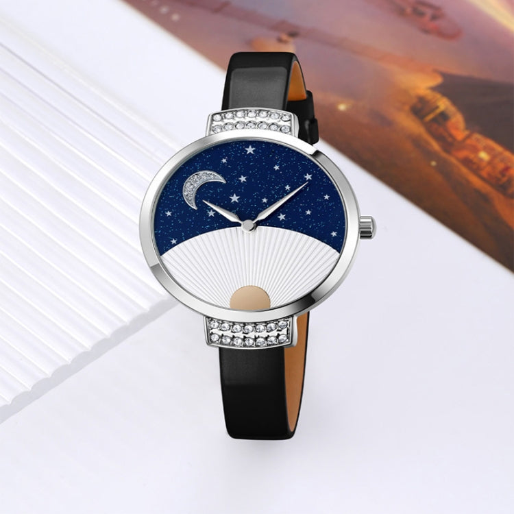 SKMEI 9279 Stainless Steel Buckle Genuine Leather Strap Waterproof Quartz Watch(Blue) - free shipping - PMC TechLife - Order now!