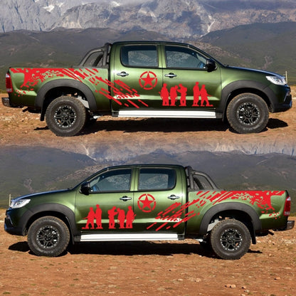 2 PCS/Set D-123 Soldiers Pattern Car Modified Decorative Sticker(Red) - Decorative Sticker by PMC Jewellery | Online Shopping South Africa | PMC Jewellery | Buy Now Pay Later Mobicred