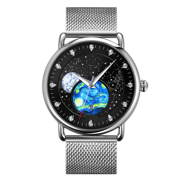 SKMEI 9283 Stainless Steel Buckle Glass Mirror Waterproof Quartz Watch, Shape:Steel Belt(Black) - free shipping - PMC TechLife - Order now!