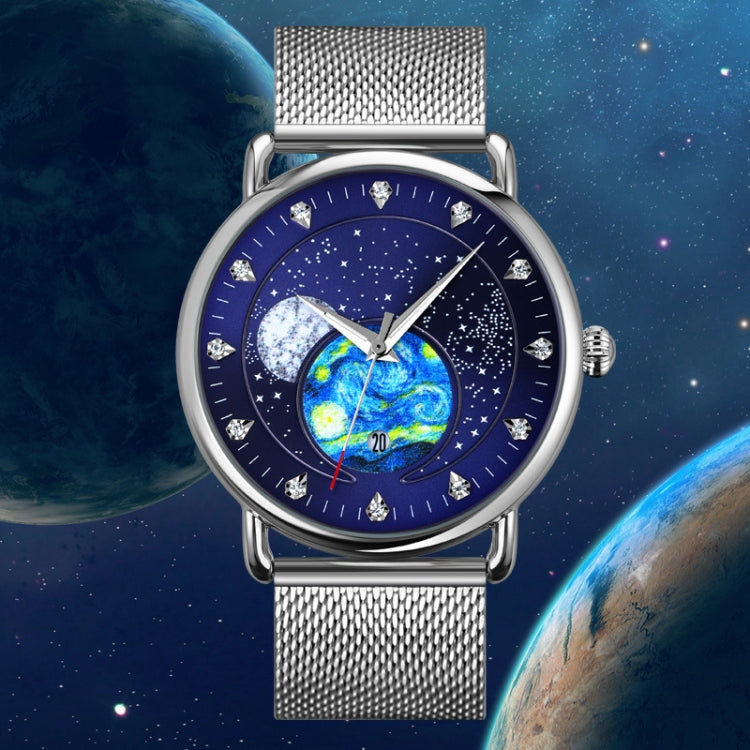 SKMEI 9283 Stainless Steel Buckle Glass Mirror Waterproof Quartz Watch, Shape:Leather Belt(Blue) - free shipping - PMC TechLife - Order now!