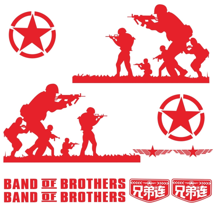 2 PCS/Set D-135 Band of Brothers Pattern Car Modified Decorative Sticker(Red) - Decorative Sticker by PMC Jewellery | Online Shopping South Africa | PMC Jewellery | Buy Now Pay Later Mobicred