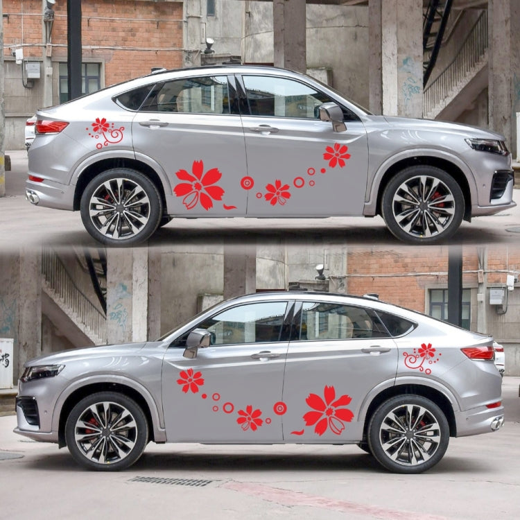 2 PCS/Set D-510 Flowers Pattern Car Modified Decorative Sticker(Red) - Decorative Sticker by PMC Jewellery | Online Shopping South Africa | PMC Jewellery | Buy Now Pay Later Mobicred