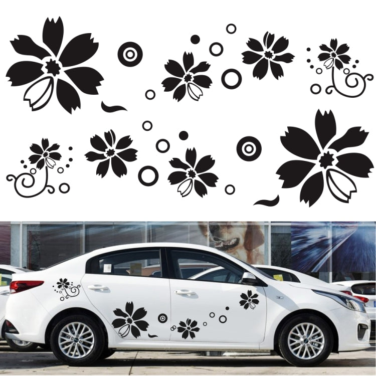 2 PCS/Set D-510 Flowers Pattern Car Modified Decorative Sticker(Black) - free shipping - PMC Jewellery - Order now!