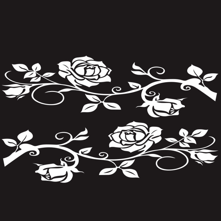 2 PCS/Set D-545 Rose Pattern Car Modified Decorative Sticker(White) - Decorative Sticker by PMC Jewellery | Online Shopping South Africa | PMC Jewellery | Buy Now Pay Later Mobicred