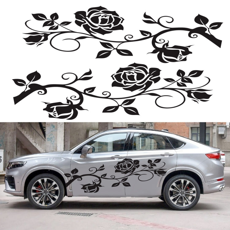 2 PCS/Set D-545 Rose Pattern Car Modified Decorative Sticker(Black) - Decorative Sticker by PMC TechLife | Online Shopping South Africa | PMC TechLife | Buy Now Pay Later Mobicred