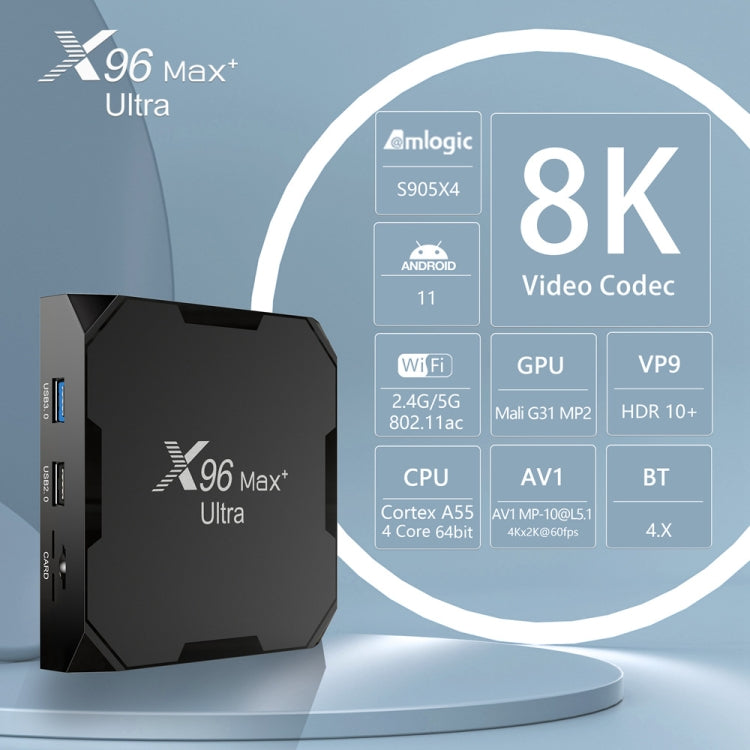 X96 Max+ Ultra 4GB+32GB Amlogic S905X4 8K Smart TV BOX Android 11.0 Media Player, Plug Type:AU Plug - Others by PMC TechLife | Online Shopping South Africa | PMC TechLife | Buy Now Pay Later Mobicred