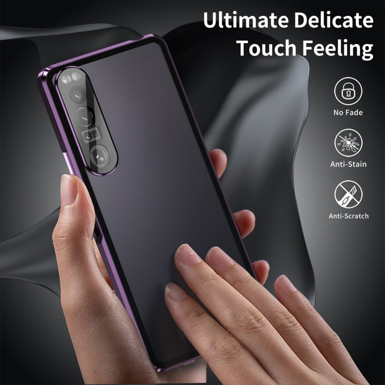 For Sony Xperia 1 IV HD Magnetic Metal Tempered Glass Phone Case(Purple) - Sony Cases by PMC TechLife | Online Shopping South Africa | PMC TechLife | Buy Now Pay Later Mobicred