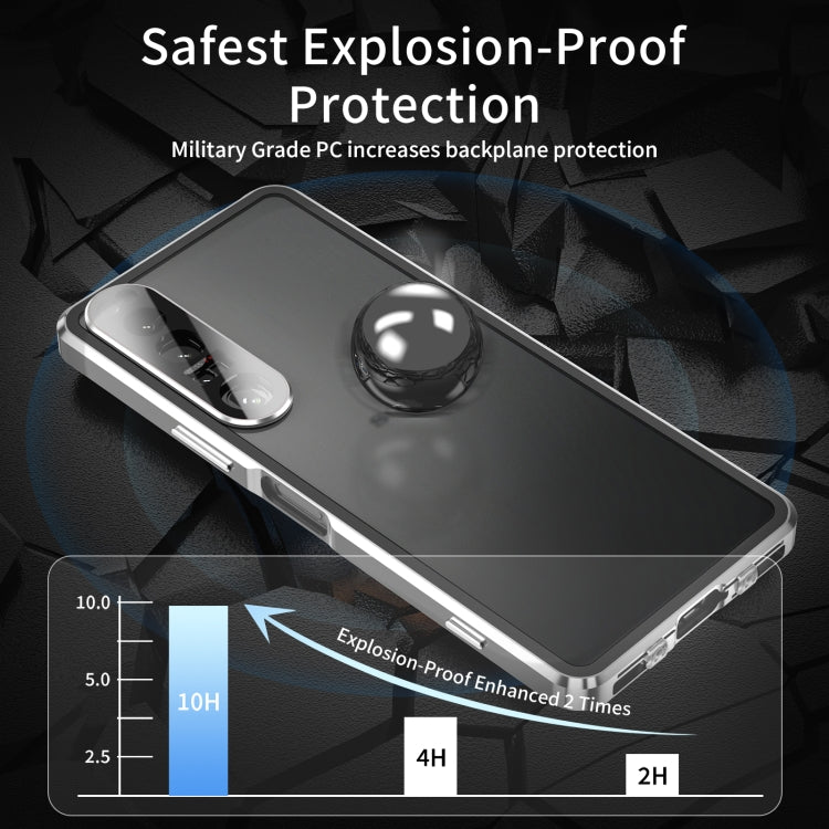 For Sony Xperia 1 IV HD Magnetic Metal Tempered Glass Phone Case(Silver) - Sony Cases by PMC TechLife | Online Shopping South Africa | PMC TechLife | Buy Now Pay Later Mobicred