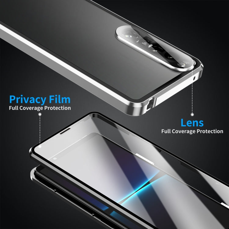 For Sony Xperia 1 IV HD Magnetic Metal Tempered Glass Phone Case(Silver) - Sony Cases by PMC TechLife | Online Shopping South Africa | PMC TechLife | Buy Now Pay Later Mobicred