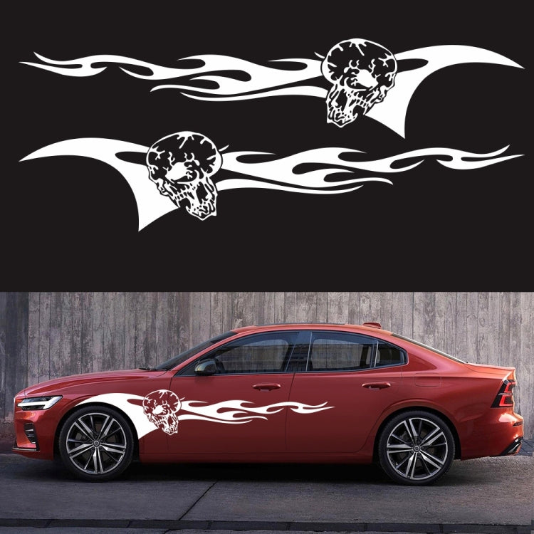 2 PCS/Set D-964 Skull Flame Pattern Car Modified Decorative Sticker(White) - Decorative Sticker by PMC Jewellery | Online Shopping South Africa | PMC Jewellery | Buy Now Pay Later Mobicred