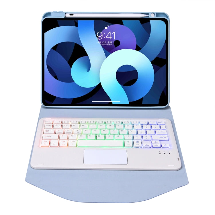 Z098B-AS Pen Slot Touchpad Backlight Bluetooth Keyboard Leather Tablet Case For iPad Air 10.9 2022/2020(Sky Blue) - For iPad Air by PMC TechLife | Online Shopping South Africa | PMC TechLife