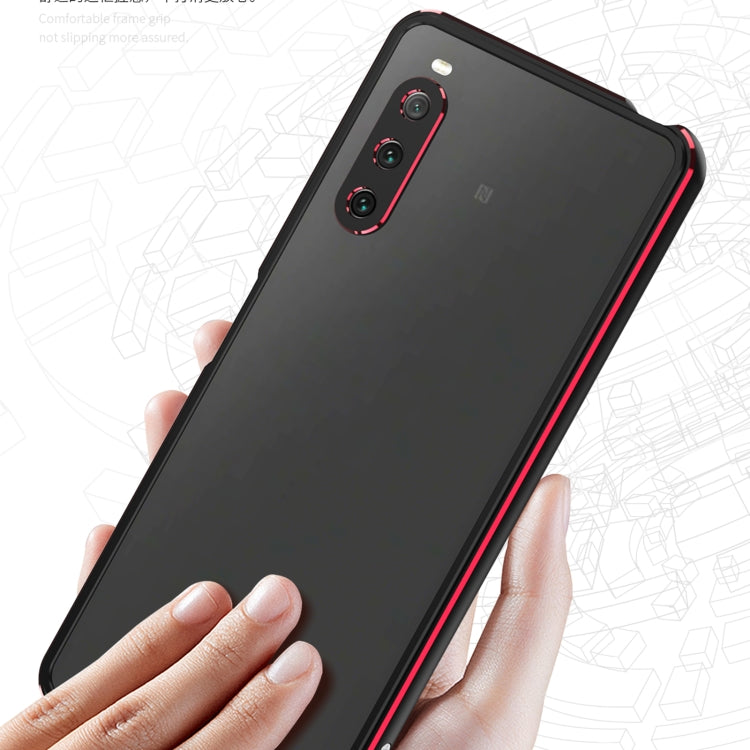 For Sony Xperia 10 ��� Aurora Series Lens Protector + Metal Frame Protective Phone Case(Black+Silver) - Sony Cases by PMC TechLife | Online Shopping South Africa | PMC TechLife | Buy Now Pay Later Mobicred