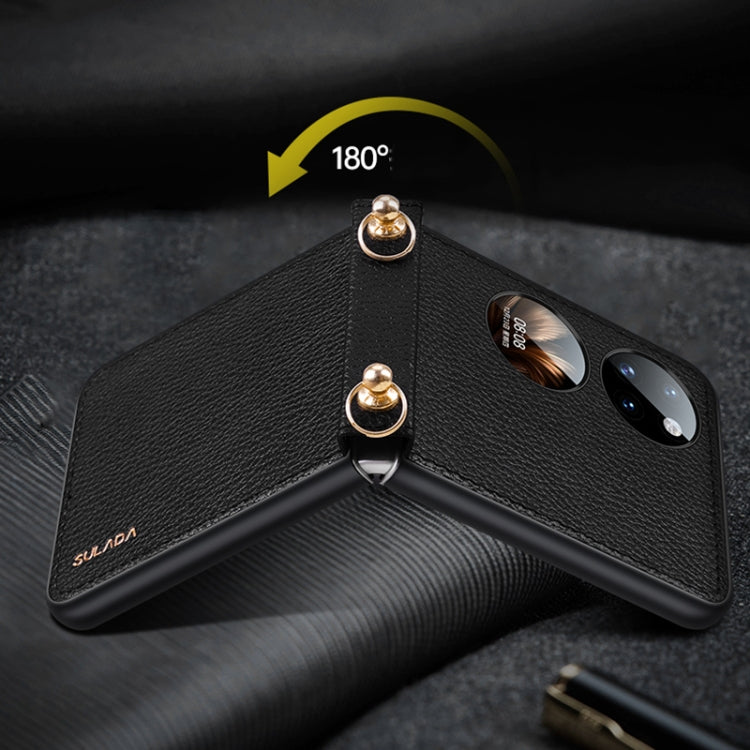 For Huawei P50 Pocket SULADA Litchi Texture Leather + TPU Phone Case with Strap(Black) - free shipping - PMC TechLife - Order now!