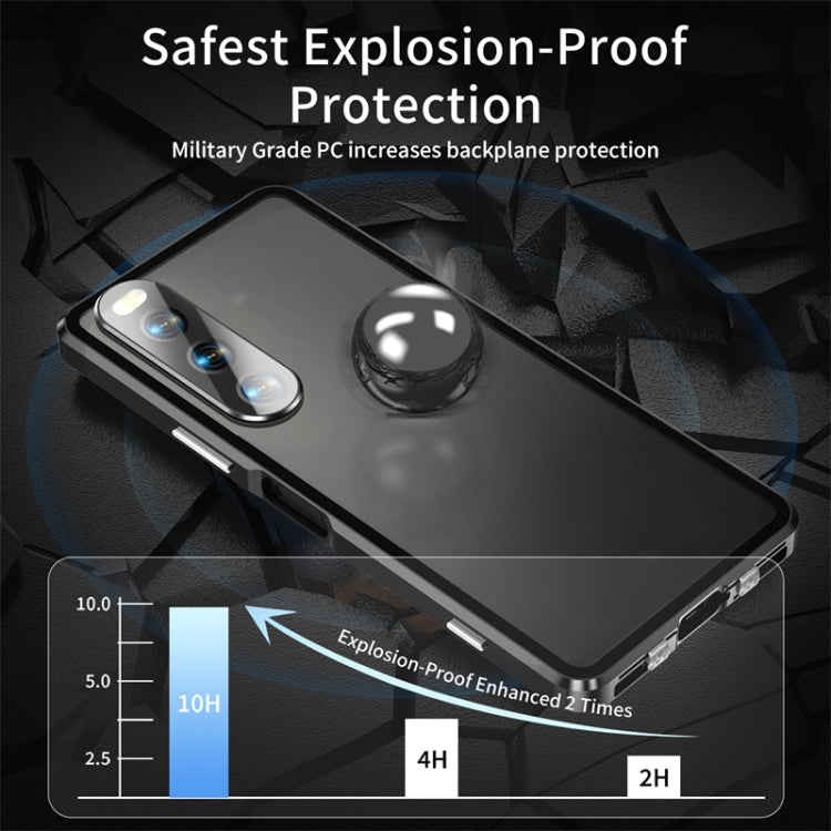 For Sony Xperia 10 IV HD Magnetic Metal Tempered Glass Phone Case(Black) - Sony Cases by PMC TechLife | Online Shopping South Africa | PMC TechLife | Buy Now Pay Later Mobicred