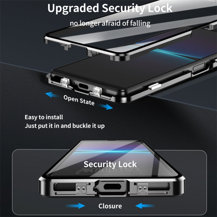 For Sony Xperia 10 IV HD Magnetic Metal Tempered Glass Phone Case(Black) - Sony Cases by PMC TechLife | Online Shopping South Africa | PMC TechLife | Buy Now Pay Later Mobicred
