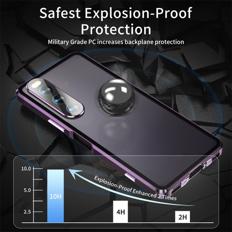 For Sony Xperia 10 IV HD Magnetic Metal Tempered Glass Phone Case(Purple) - free shipping - PMC TechLife - Order now!
