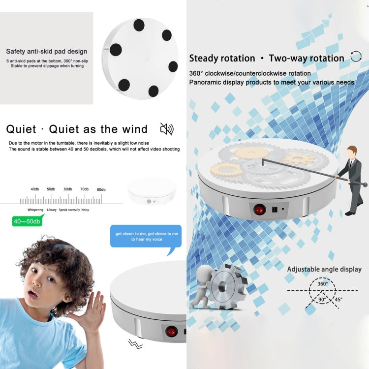 22cm Charging Rotating Display Stand Video Shooting Turntable, Load: 50kg, Power Plug:UK Plug(Black) -  by PMC TechLife | Online Shopping South Africa | PMC TechLife | Buy Now Pay Later Mobicred