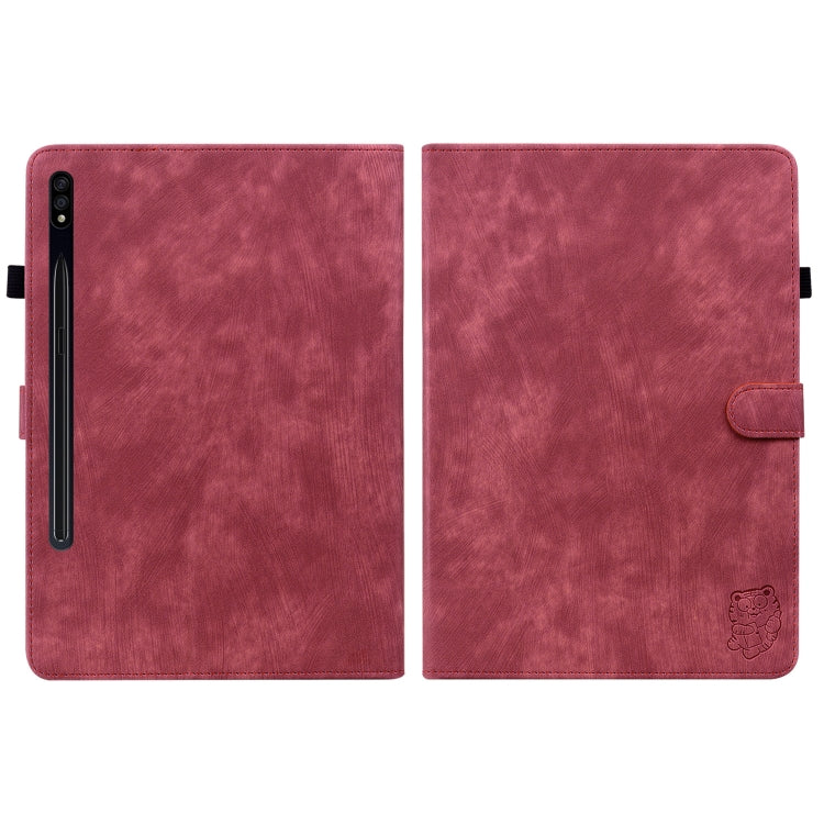 For Samsung Galaxy Tab S9 Tiger Pattern Flip Leather Tablet Case(Red) - Galaxy Tab S9 Cases by PMC Jewellery | Online Shopping South Africa | PMC Jewellery | Buy Now Pay Later Mobicred