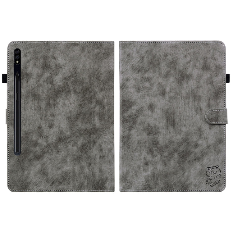 For Samsung Galaxy Tab S9+ Tiger Pattern Flip Leather Tablet Case(Grey) - Galaxy Tab S9+ Cases by PMC Jewellery | Online Shopping South Africa | PMC Jewellery | Buy Now Pay Later Mobicred