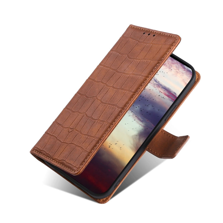 For Blackview A50 Skin Feel Crocodile Magnetic Clasp Leather Phone Case(Brown) - More Brand by PMC Jewellery | Online Shopping South Africa | PMC Jewellery | Buy Now Pay Later Mobicred