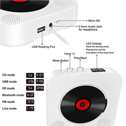 Kecag KC-809 10W Portable Bluetooth Album CD Player Player(White) - DVD & LCD Player by Kecag | Online Shopping South Africa | PMC Jewellery | Buy Now Pay Later Mobicred