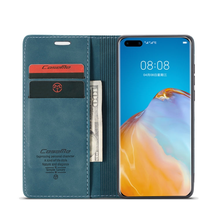 For Huawei P40 CaseMe-013 Multifunctional Horizontal Flip Leather Case with Card Slot & Holder & Wallet(Blue) - Huawei Cases by CaseMe | Online Shopping South Africa | PMC Jewellery | Buy Now Pay Later Mobicred
