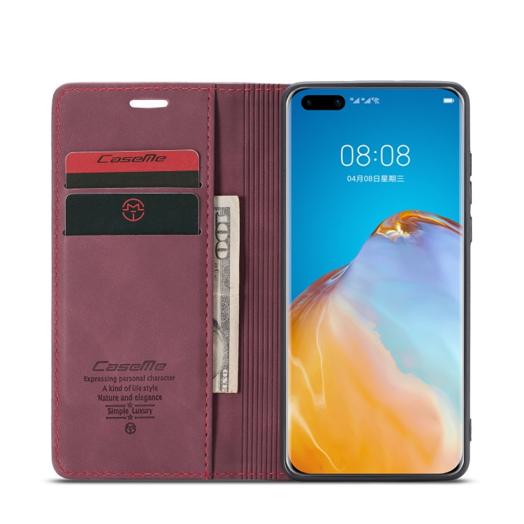 For Huawei P40 CaseMe-013 Multifunctional Horizontal Flip Leather Case with Card Slot & Holder & Wallet(Wine Red) - Huawei Cases by CaseMe | Online Shopping South Africa | PMC Jewellery | Buy Now Pay Later Mobicred