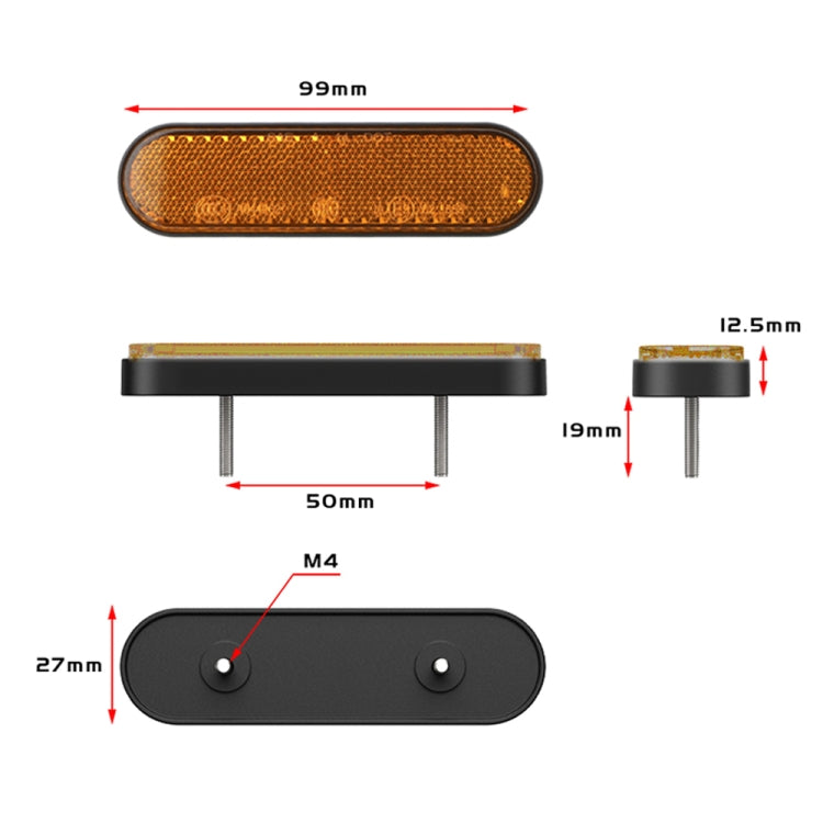 2 PCS 24LED Reflector Brake Light Turn Signal Light(White Shell Yellow Light) - Turn Signal by PMC TechLife | Online Shopping South Africa | PMC TechLife | Buy Now Pay Later Mobicred