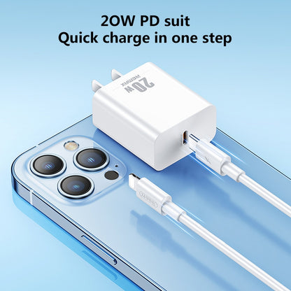 REMAX RP-U5 Extreme 2 Series 20W PD Charger + 1m USB-C / Type-C to 8 Pin Fast Charge Data Cable Set, Specification:CN Plug(White) - USB Charger by REMAX | Online Shopping South Africa | PMC Jewellery | Buy Now Pay Later Mobicred