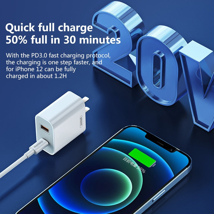 REMAX RP-U68 Speedy Series 20W USB+USB-C/Type-C Interface Fast Charger, Specification:UK Plug(White) - USB Charger by REMAX | Online Shopping South Africa | PMC Jewellery | Buy Now Pay Later Mobicred