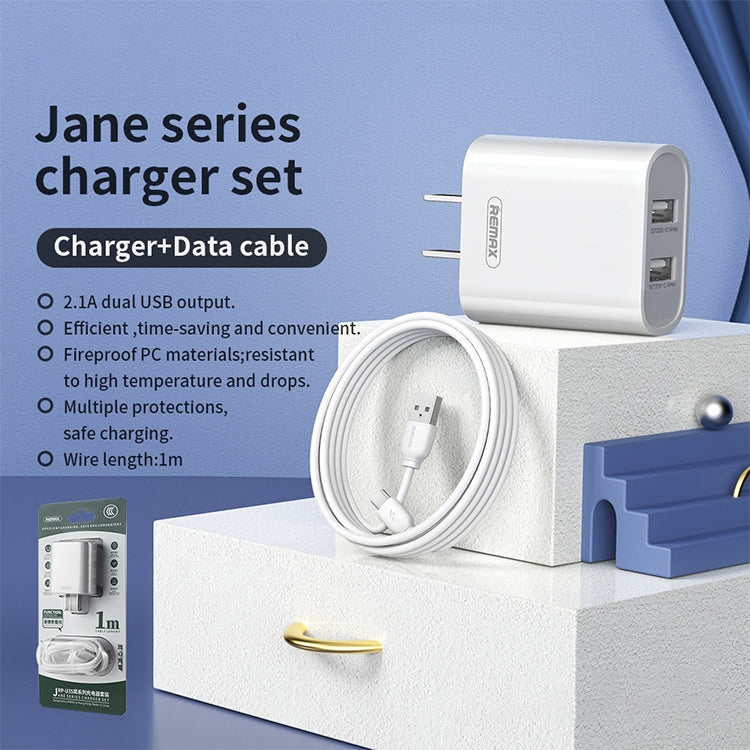 REMAX RP-U35 Jane Series 2.1A Dual USB Port Fast Charger Set, Cable:Micro USB(EU Plug) - USB Charger by REMAX | Online Shopping South Africa | PMC Jewellery | Buy Now Pay Later Mobicred