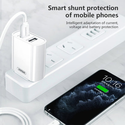 REMAX RP-U35 Jane Series 2.1A Dual USB Port Fast Charger Set, Cable:Micro USB(CN Plug) - USB Charger by REMAX | Online Shopping South Africa | PMC Jewellery | Buy Now Pay Later Mobicred