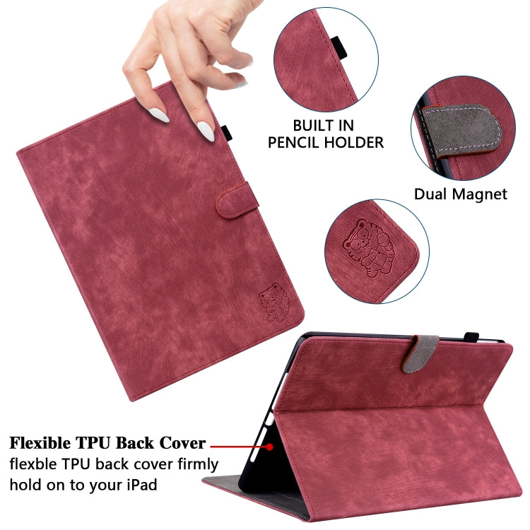 For Nokia T10 Tiger Pattern PU Tablet Case(Red) - Nokia by PMC TechLife | Online Shopping South Africa | PMC TechLife | Buy Now Pay Later Mobicred
