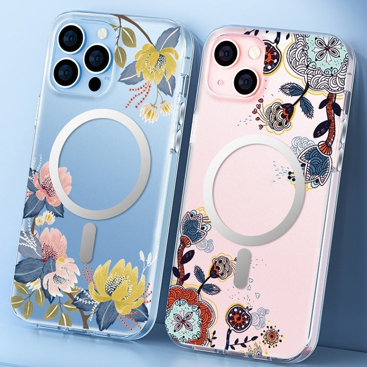 For iPhone 14 Pro Flower Frosted MagSafe Phone Case(Gypsophila) - iPhone 14 Pro Cases by PMC Jewellery | Online Shopping South Africa | PMC Jewellery