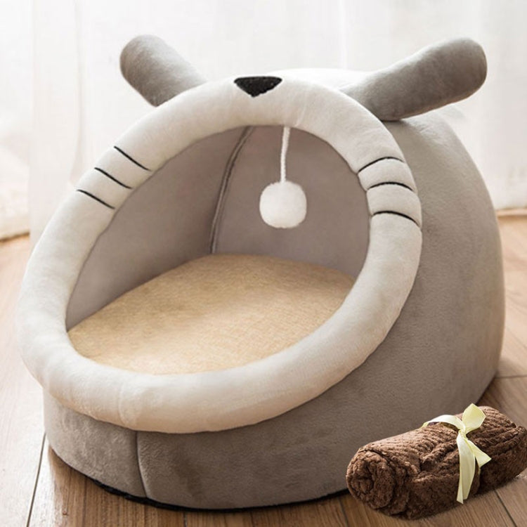 Semi-enclosed Pet Cat and Dog Bed Dog Kennel Pad Pet Supplies, Size:L(Grey + Blanket) - Beds by PMC TechLife | Online Shopping South Africa | PMC TechLife | Buy Now Pay Later Mobicred