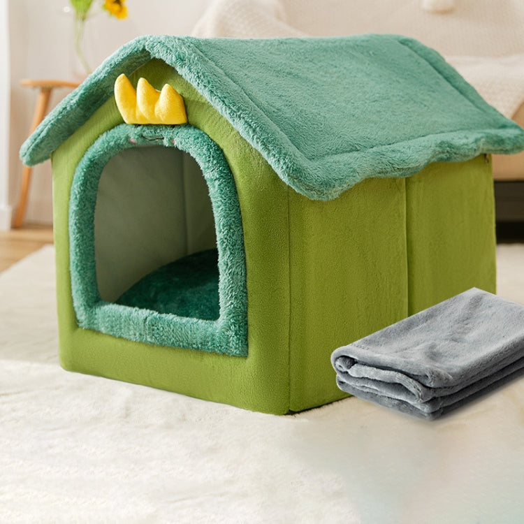 House Type Universal Removable and Washable Pet Dog Cat Bed Pet Supplies, Size:S(Green Dinosaur + Blanket) - Beds by PMC TechLife | Online Shopping South Africa | PMC TechLife | Buy Now Pay Later Mobicred