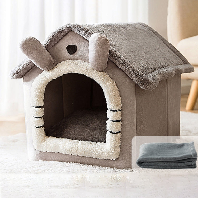 House Type Universal Removable and Washable Pet Dog Cat Bed Pet Supplies, Size:M(Gray Cat + Blanket) - Beds by PMC TechLife | Online Shopping South Africa | PMC TechLife | Buy Now Pay Later Mobicred