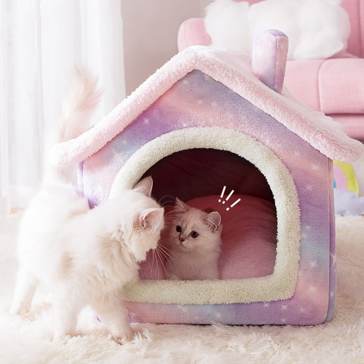 House Type Universal Removable and Washable Pet Dog Cat Bed Pet Supplies, Size:M(Yellow Flower) - Beds by PMC TechLife | Online Shopping South Africa | PMC TechLife | Buy Now Pay Later Mobicred