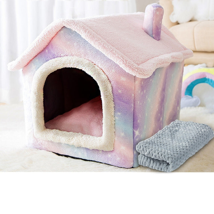House Type Universal Removable and Washable Pet Dog Cat Bed Pet Supplies, Size:L(Pink Starry Sky + Blanket) - Pet Houses & Accessories by PMC TechLife | Online Shopping South Africa | PMC TechLife | Buy Now Pay Later Mobicred