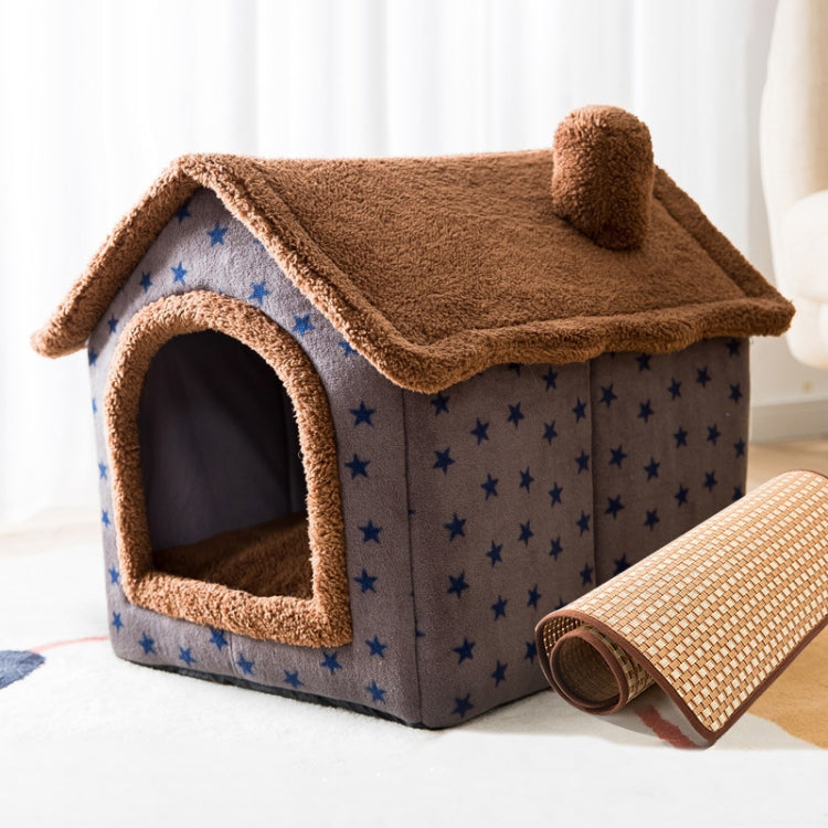 House Type Universal Removable and Washable Pet Dog Cat Bed Pet Supplies, Size:L(Coffee Hut + Mat) - Beds by PMC TechLife | Online Shopping South Africa | PMC TechLife | Buy Now Pay Later Mobicred