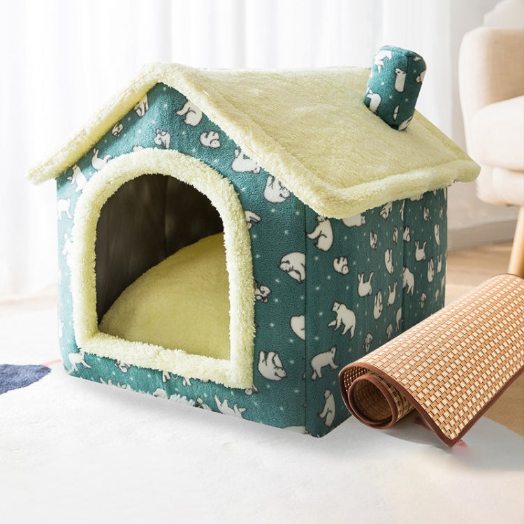 House Type Universal Removable and Washable Pet Dog Cat Bed Pet Supplies, Size:L(Green Bear House + Mat) - Pet Houses & Accessories by PMC TechLife | Online Shopping South Africa | PMC TechLife | Buy Now Pay Later Mobicred